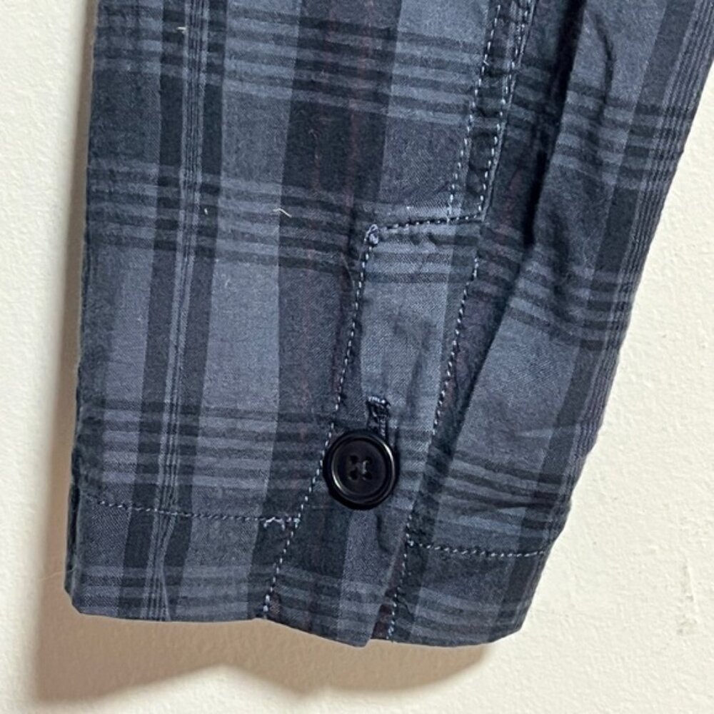 Alex Mill Plaid Blazer Jacket L – Navy Gray Cotton Workwear Style - Picture 8 of 10